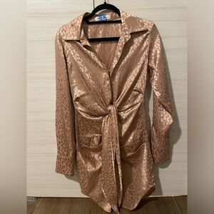 Satin rose gold Leopard Print dress